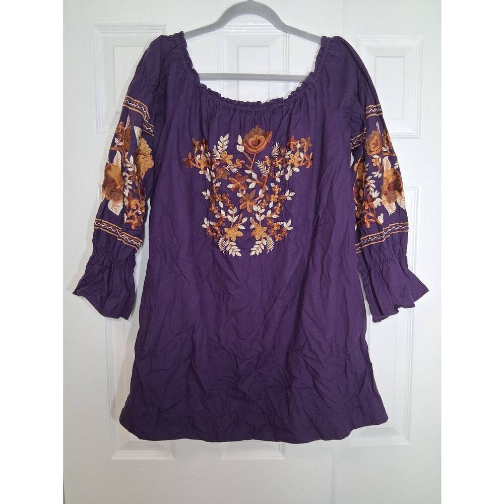 Free People womens medium boho shift dress peasant cottagecore purple fairy